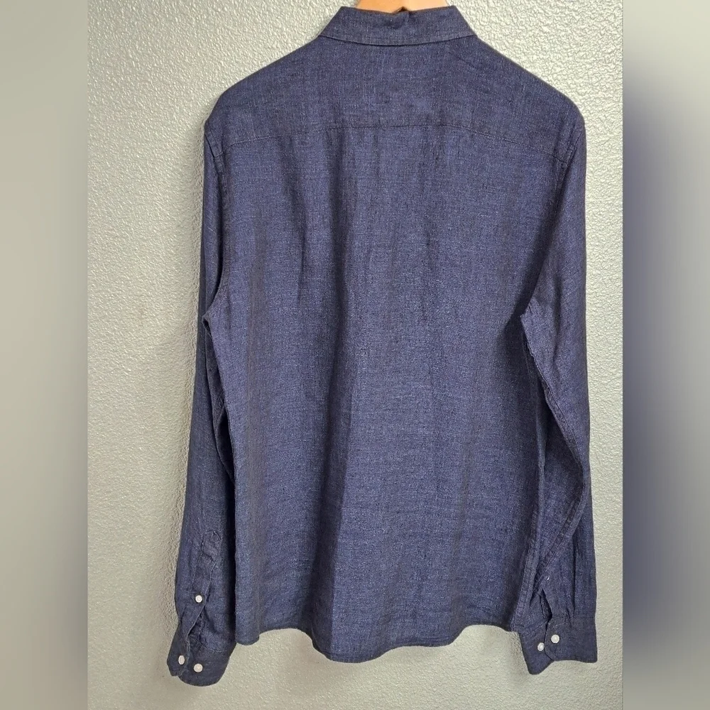 Banana Republic 100% Linen Navy Blue Untucked Shirt